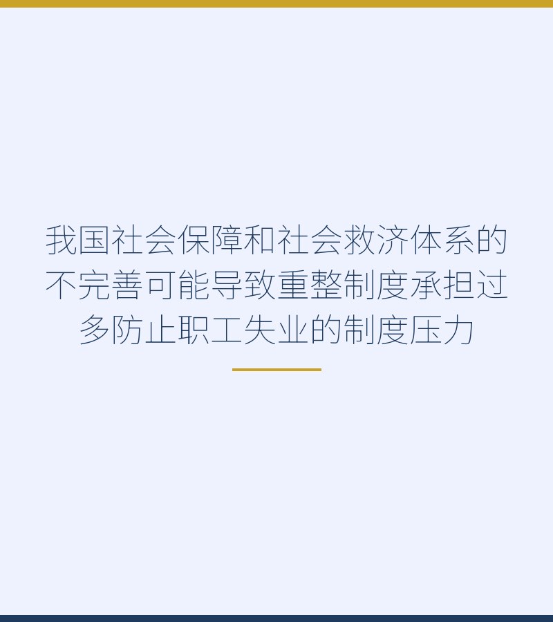 我国社会保障和社会救济体系的不完善可能导致重整制度承担过多防止职工失业的制度压力