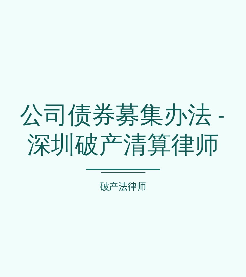 公司债券募集办法 - 深圳破产清算律师