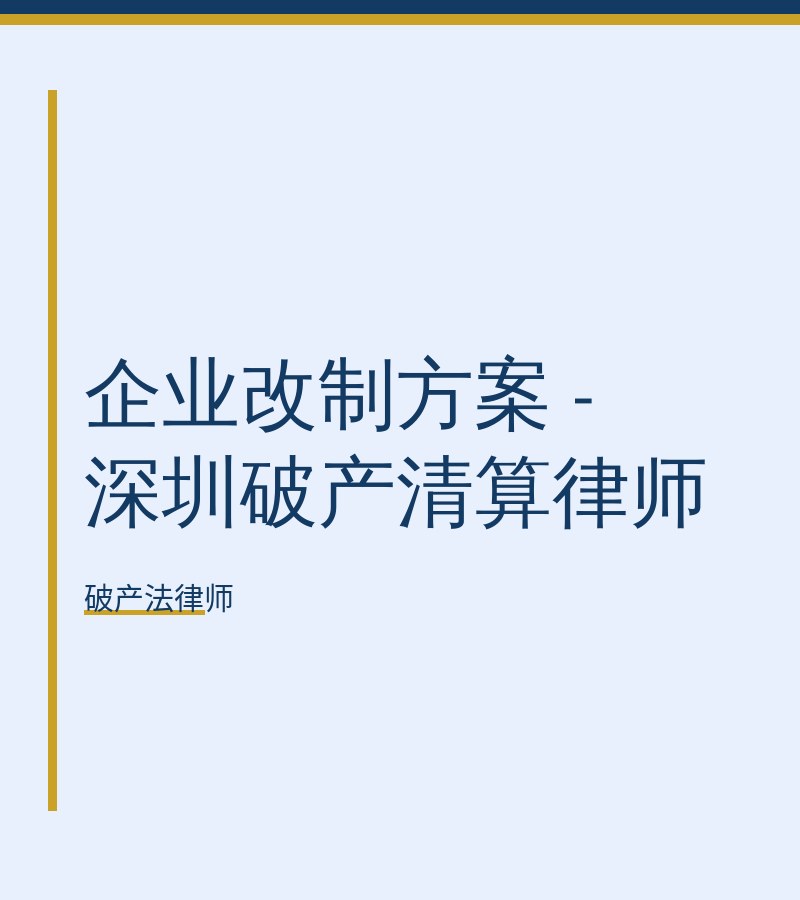 企业改制方案 - 深圳破产清算律师